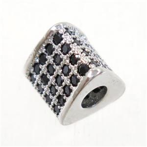 European style copper triangle beads paved zircon, platinum plated, approx 8.5x8.5mm [FDZN4968]