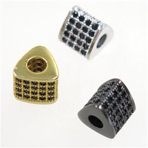 European style copper triangle beads paved zircon, mix color, approx 8.5x8.5mm [FDZN4971]
