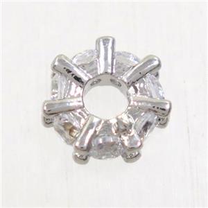 copper beads paved zircon, platinum plated, approx 8mm dia [FDZN5040]