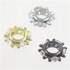 copper beads paved zircon, mix color, approx 10mm dia [FDZN5048]