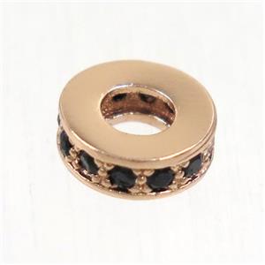 copper heishi beads paved zircon, rose gold, approx 8mm dia [FDZN5087]