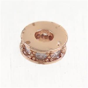 copper heishi beads paved zircon, rose gold, approx 8mm dia [FDZN5092]