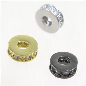 copper heishi spacer beads paved zircon, mix color, approx 8mm dia [FDZN5096]