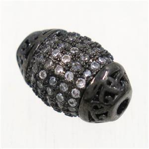 copper rice beads paved zircon, black plated, approx 8x12.5mm [FDZN5107]