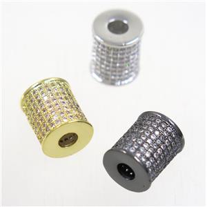 copper tube beads paved zircon, mix color, approx 9.5-11.5mm [FDZN5148]