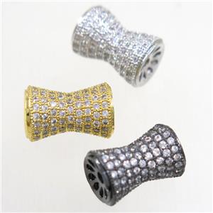 copper bamboo beads paved zircon, mix color, approx 11-17mm [FDZN5154]