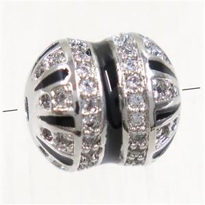 copper cucurbit beads paved zircon, platinum plated, approx 9x10.5mm [FDZN5162]