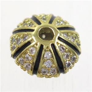 copper beads paved zircon, rondelle, gold plated, approx 7x11.5mm [FDZN5172]