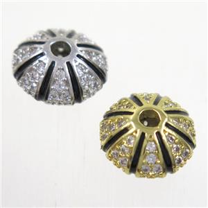copper bead paved zircon, rondelle, mix color, approx 7x11.5mm [FDZN5173]