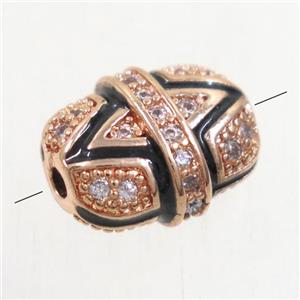 copper bead paved zircon, rose gold, approx 9x11mm [FDZN5177]