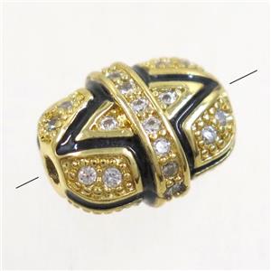 copper bead paved zircon, gold plated, approx 9x11mm [FDZN5179]
