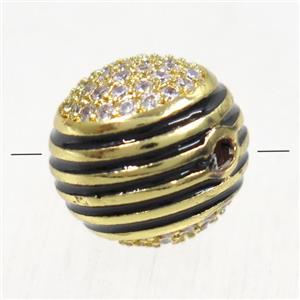 copper beads paved zircon, round, gold plated, approx 11.5mm dia [FDZN5183]
