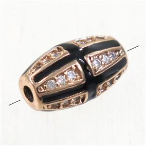 copper oval beads paved zircon, rose gold, approx 7x12mm [FDZN5189]