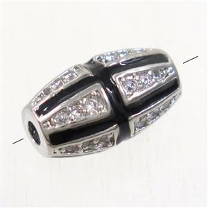 copper oval beads paved zircon, platinum plated, approx 7x12mm [FDZN5190]