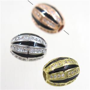 copper oval beads paved zircon, mix color, approx 9.5x11.5mm [FDZN5196]