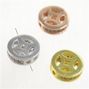 copper bead paved zircon, rondelle, mix color, approx 9.5mm dia [FDZN5200]