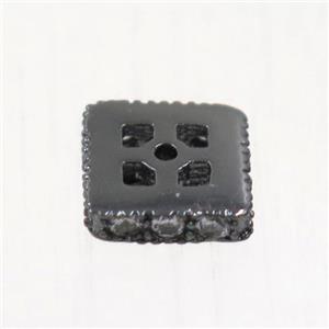 copper square beads paved zircon, black plated, approx 6x6mm [FDZN5204]