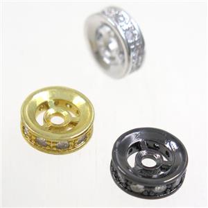 copper beads paved zircon, rondelle, mix color, approx 10mm dia [FDZN5210]