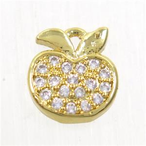 copper apple pendant paved zircon, gold plated, approx 8-9mm [FDZN5228]
