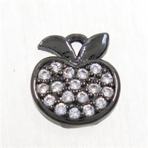 copper apple pendant paved zircon, black plated, approx 8-9mm [FDZN5229]