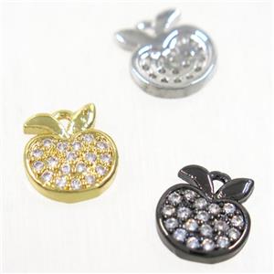 copper apple pendant paved zircon, mix color, approx 8-9mm [FDZN5230]