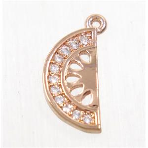 copper watermelon pendant paved zircon, rose gold, approx 6-12mm [FDZN5231]
