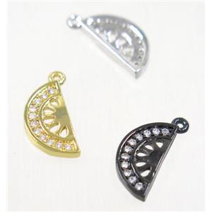 copper watermelon pendant paved zircon, mix color, approx 6-12mm [FDZN5235]