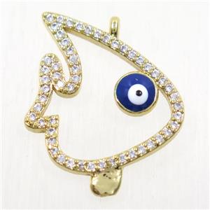 copper fish pendant paved zircon, gold plated, approx 20-22mm [FDZN5248]