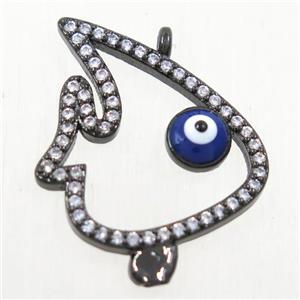 copper fish pendant paved zircon, black plated, approx 20-22mm [FDZN5249]