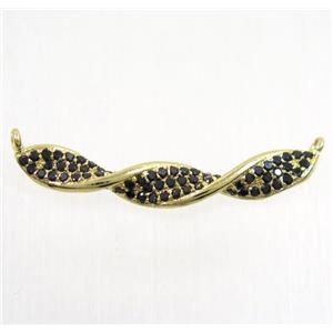 copper pendants paved zircon with 2loops, gold plated, approx 5-30mm [FDZN5253]