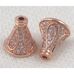copper tassel bail paved zircon, rose gold, approx 8x10mm [FDZN526-8MM]