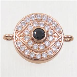 copper eye connector paved zircon, rose gold, approx 14mm dia [FDZN5260]