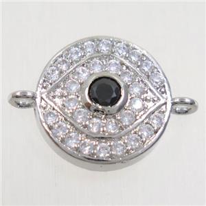 copper eye connector paved zircon, platinum plated, approx 14mm dia [FDZN5261]