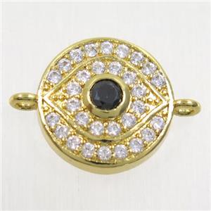 copper eye connector paved zircon, gold plated, approx 14mm dia [FDZN5262]