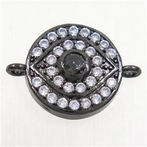 copper eye connector paved zircon, black plated, approx 14mm dia [FDZN5263]