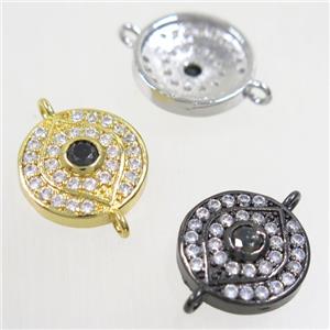 copper eye connector paved zircon, mix color, approx 14mm dia [FDZN5264]