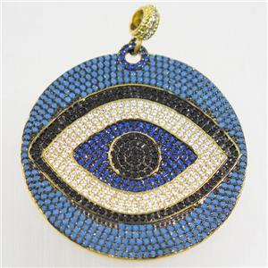 copper eye pendant paved zircon, gold plated, approx 40mm dia [FDZN5277]