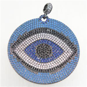 copper eye pendant paved zircon, black plated, approx 40mm dia [FDZN5278]