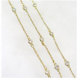 copper chain paved zircon, gold plated, approx 4mm dia [FDZN5281-4MM]