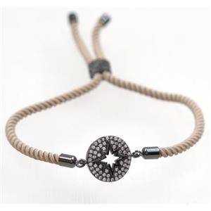 handmade bracelet with nylon wire, zircon bead, approx 14mm dia [FDZN5313]