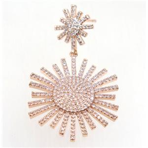 copper starburst earring paved zircon, rose gold, approx 14-32mm [FDZN5402]