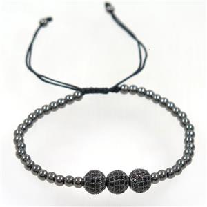handmade bracelet with nylon wire, zircon bead, approx 50-60mm dia [FDZN5412]