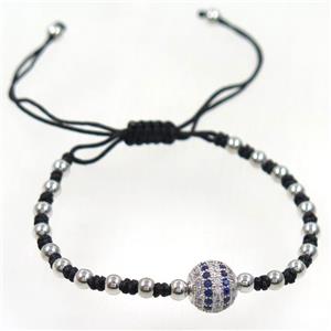 handmade bracelet with nylon wire, zircon bead, approx 50-60mm dia [FDZN5413]