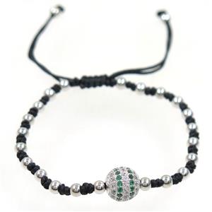 handmade bracelet with nylon wire, zircon bead, approx 50-60mm dia [FDZN5414]