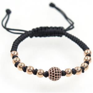 handmade bracelet with nylon wire, zircon bead, approx 50-60mm dia [FDZN5416]