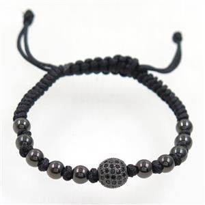 handmade bracelet with nylon wire, zircon bead, approx 50-60mm dia [FDZN5419]