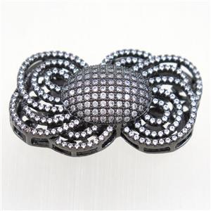 copper knot connector paved zircon, black plated, approx 24-40mm [FDZN5438]