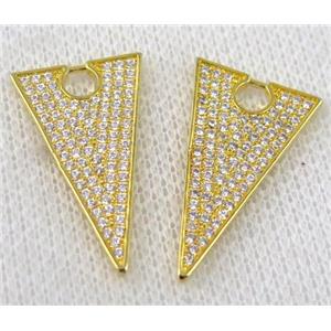 copper pendant paved zircon, gold plated, approx 16x27mm [FDZN545]