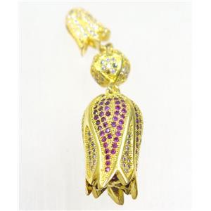 copper tassel bail paved zircon, gold plated, approx 14-50mm [FDZN5466]