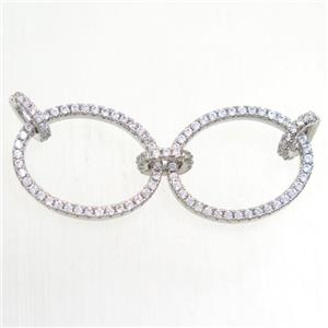copper linker paved zircon, platinum plated, approx 14-18mm [FDZN5476]